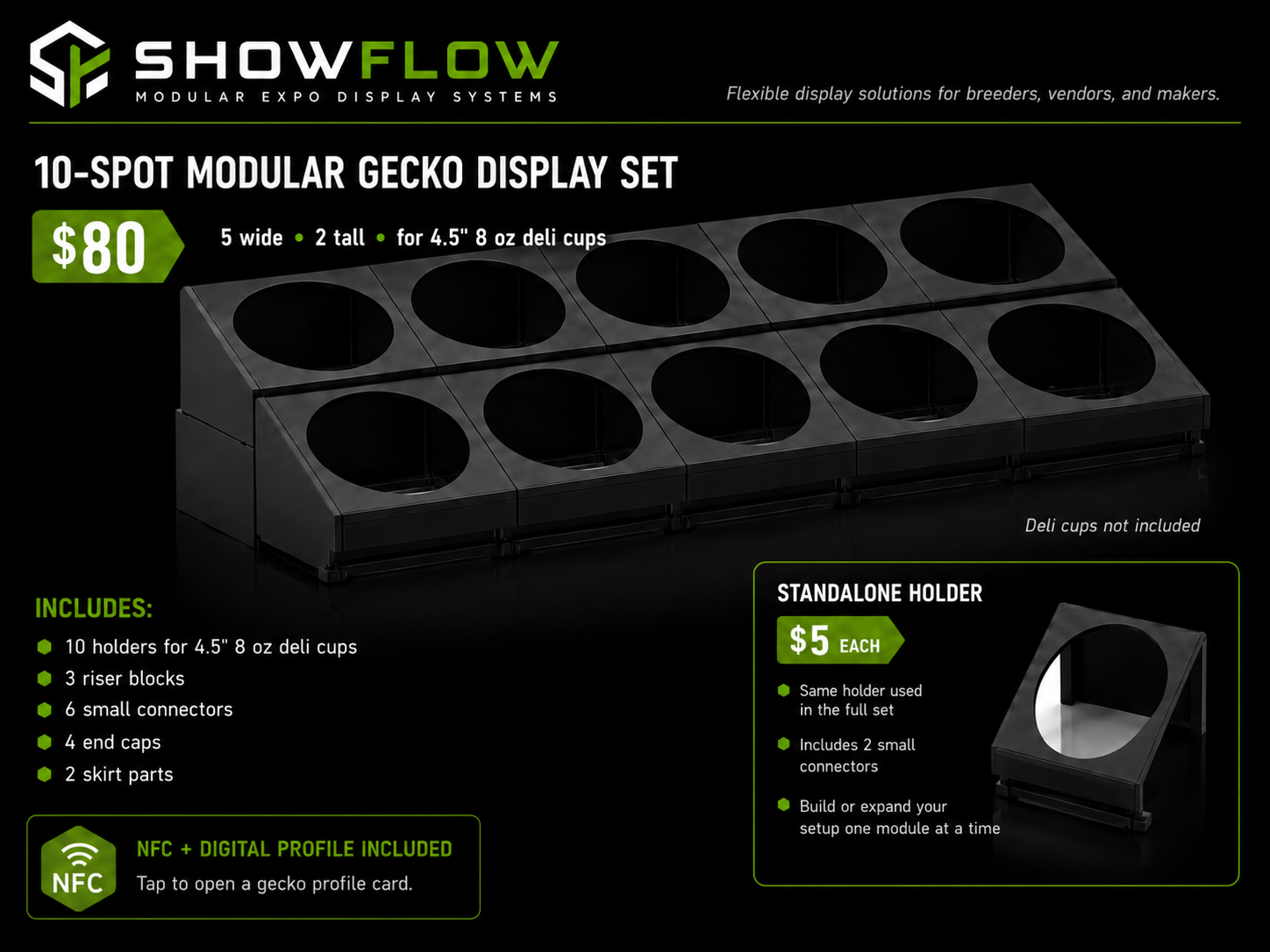 10-spot modular gecko display set