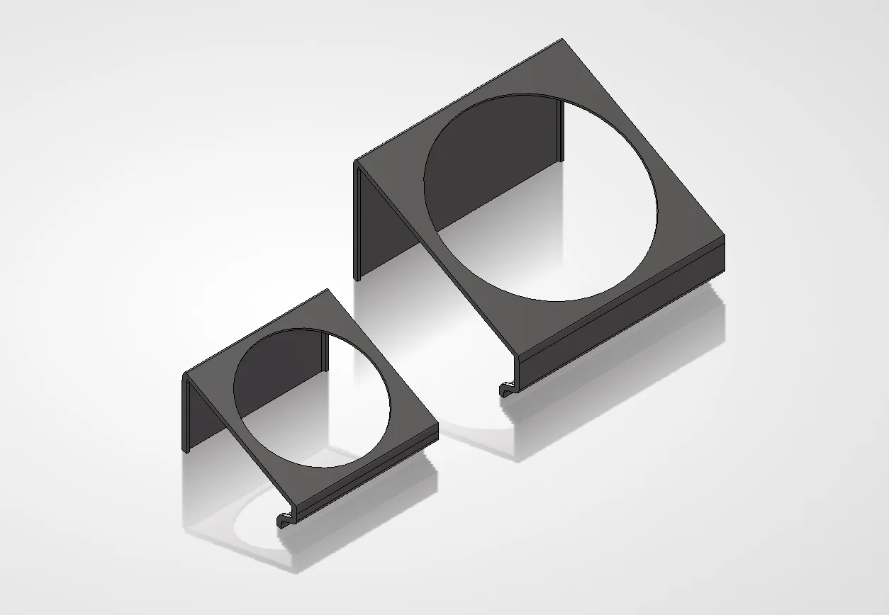 Original and large ShowFlow deli-cup holders shown side by side